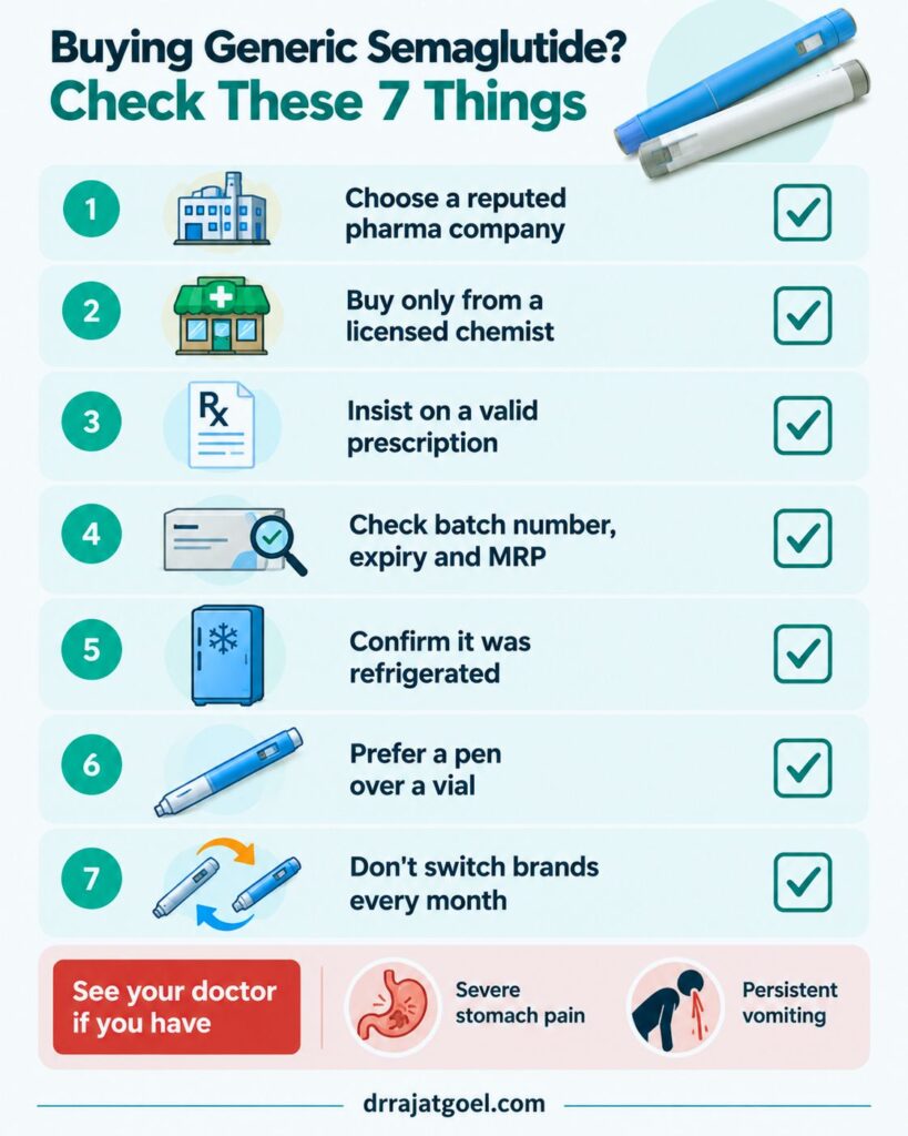 Checklist of 7 things to check before buying generic semaglutide injection in India